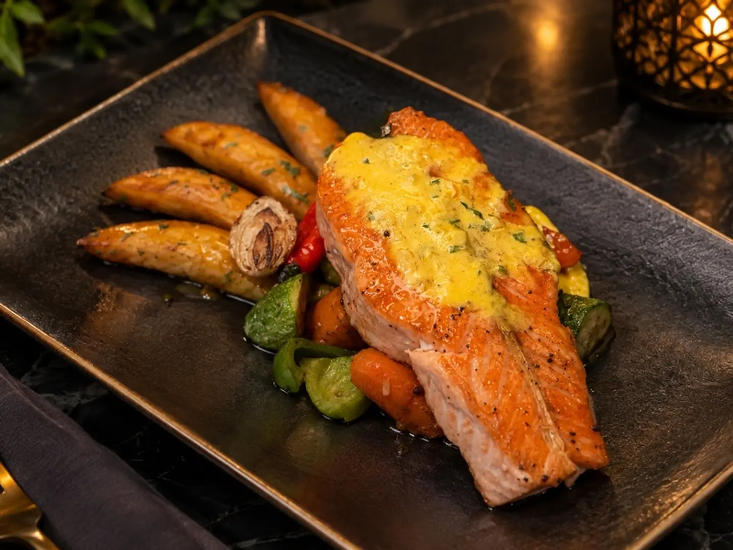 Tal Al Reem Grilled Salmon With Vegetables