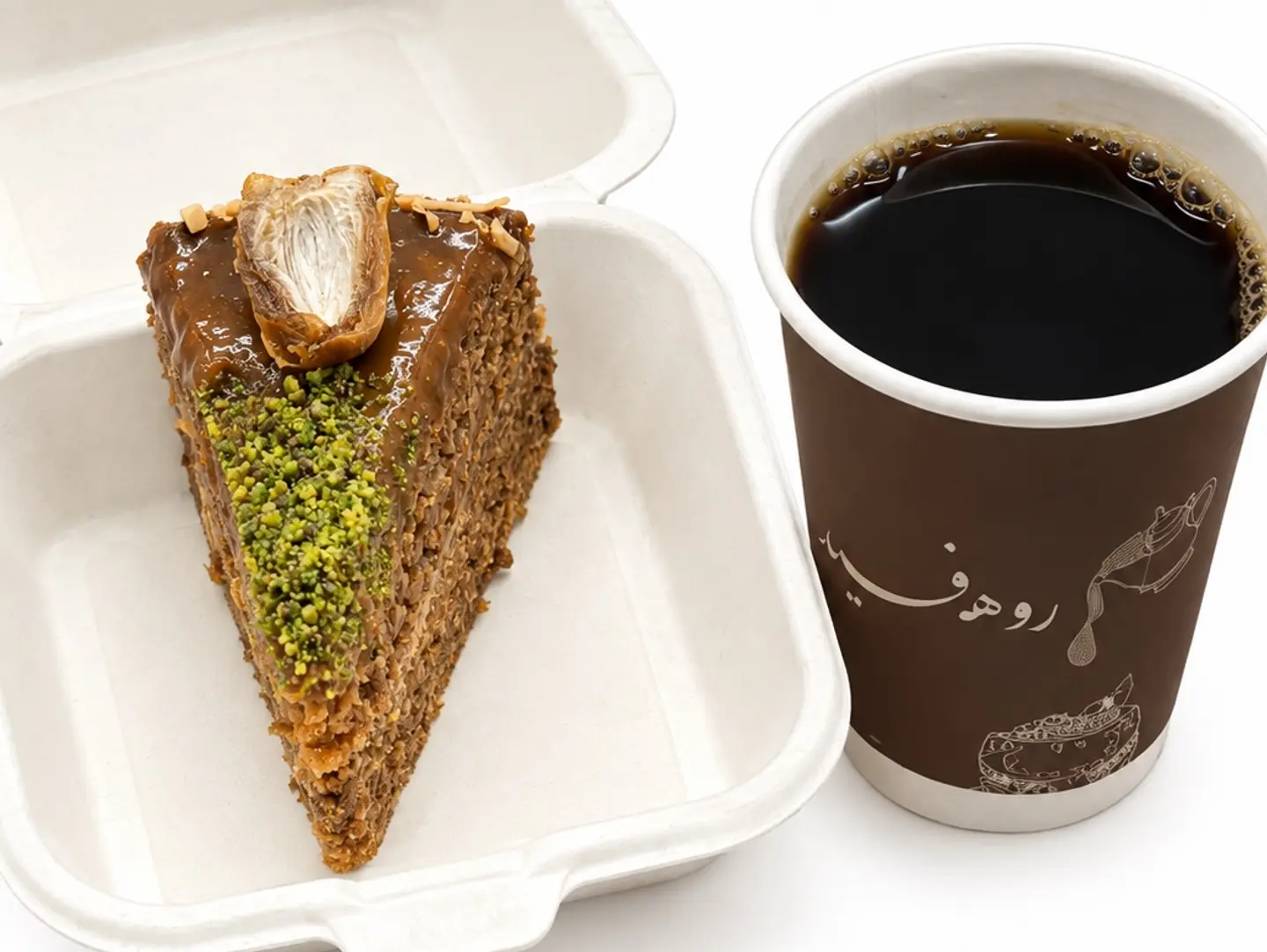 Hot Coffee Of The Day With Warm Date Cake