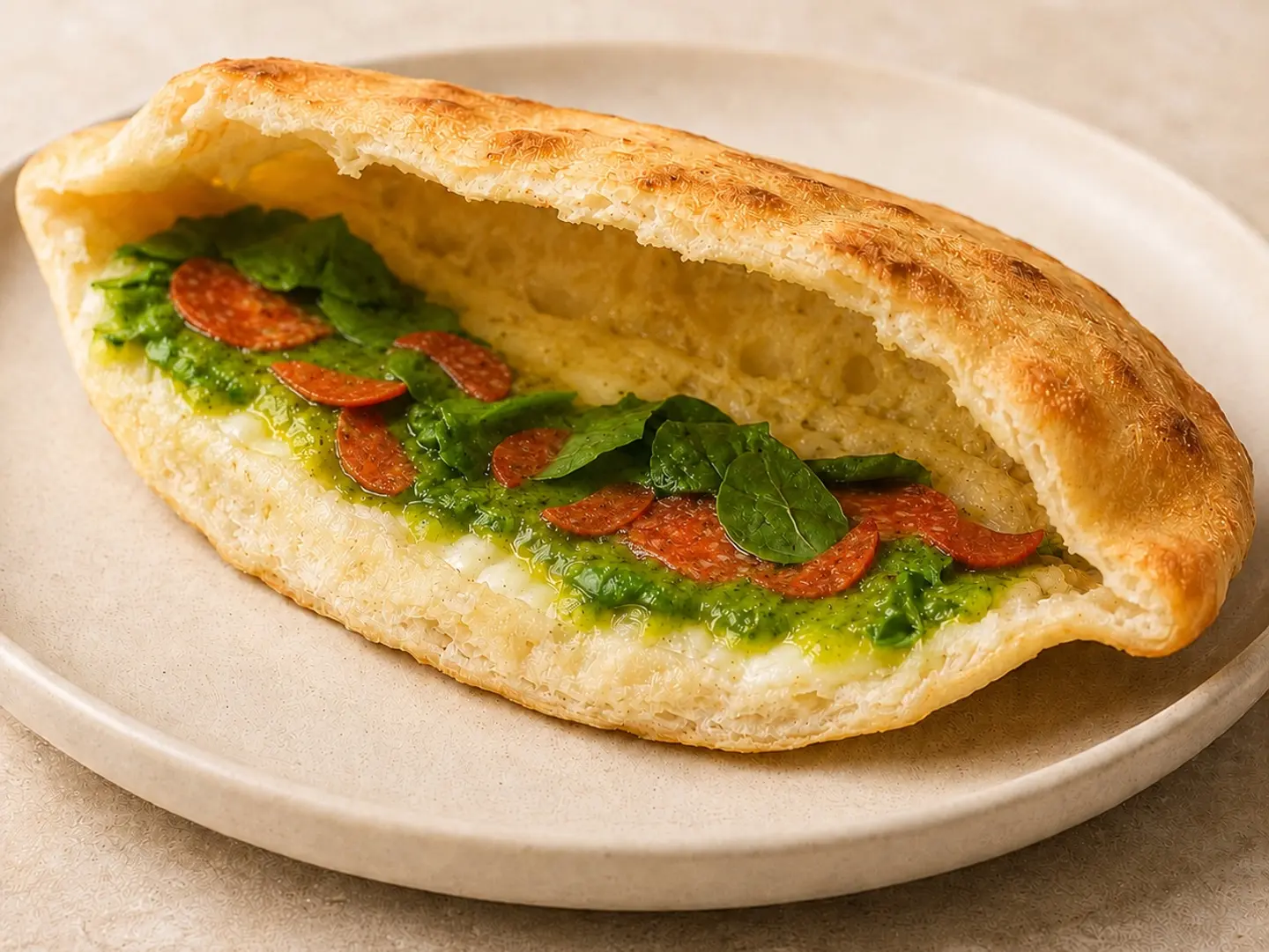 Pesto Mozzarella & Pepperoni Calzone