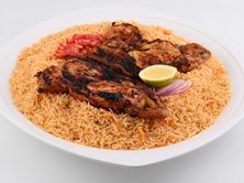 نصف دجاج الفحم مع الرز