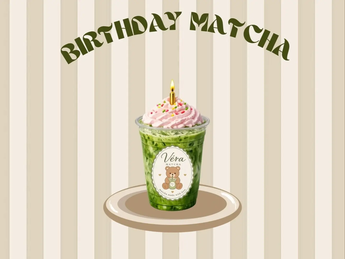 Birthday Matcha Strawberry Cream