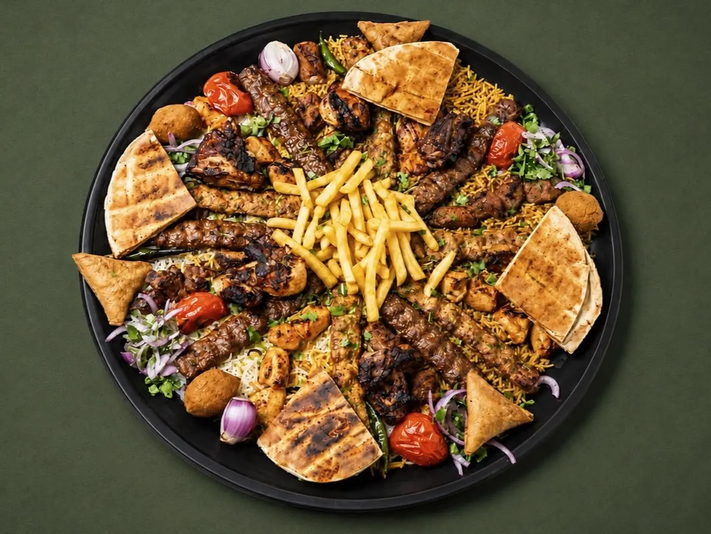 Guest Platter 20 Skewers With Rice And Appetizers