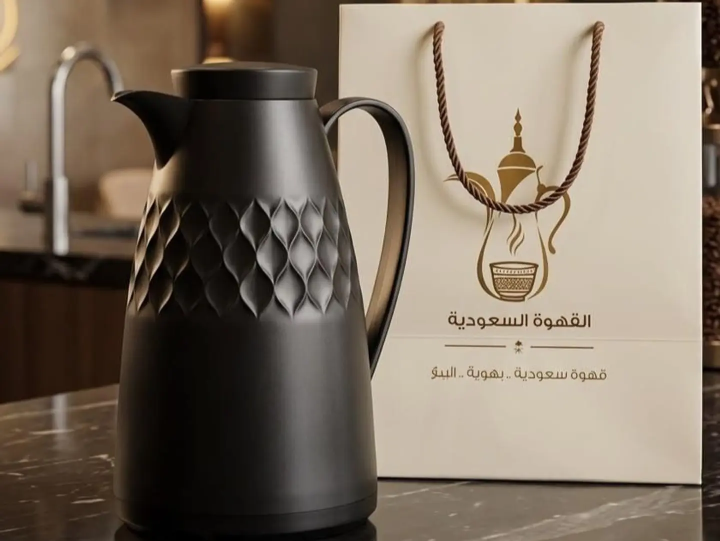 Saudi Coffee Thermos With Dates & Tahini