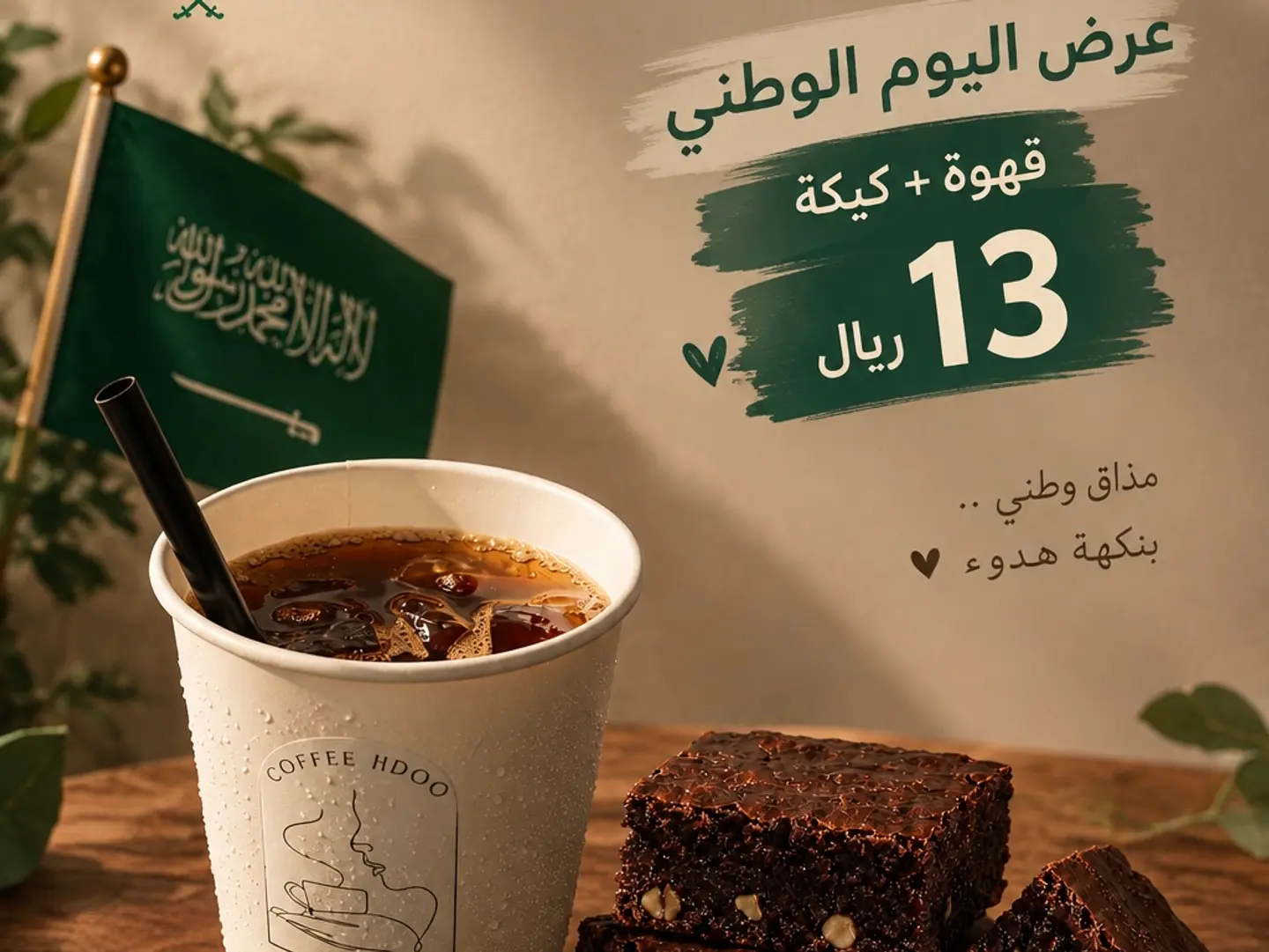 كيكة الشوكولاته وقهوة اليوم باردة