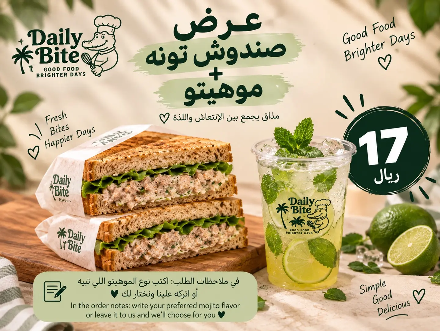 Tuna Sandwich & Mojito Combo