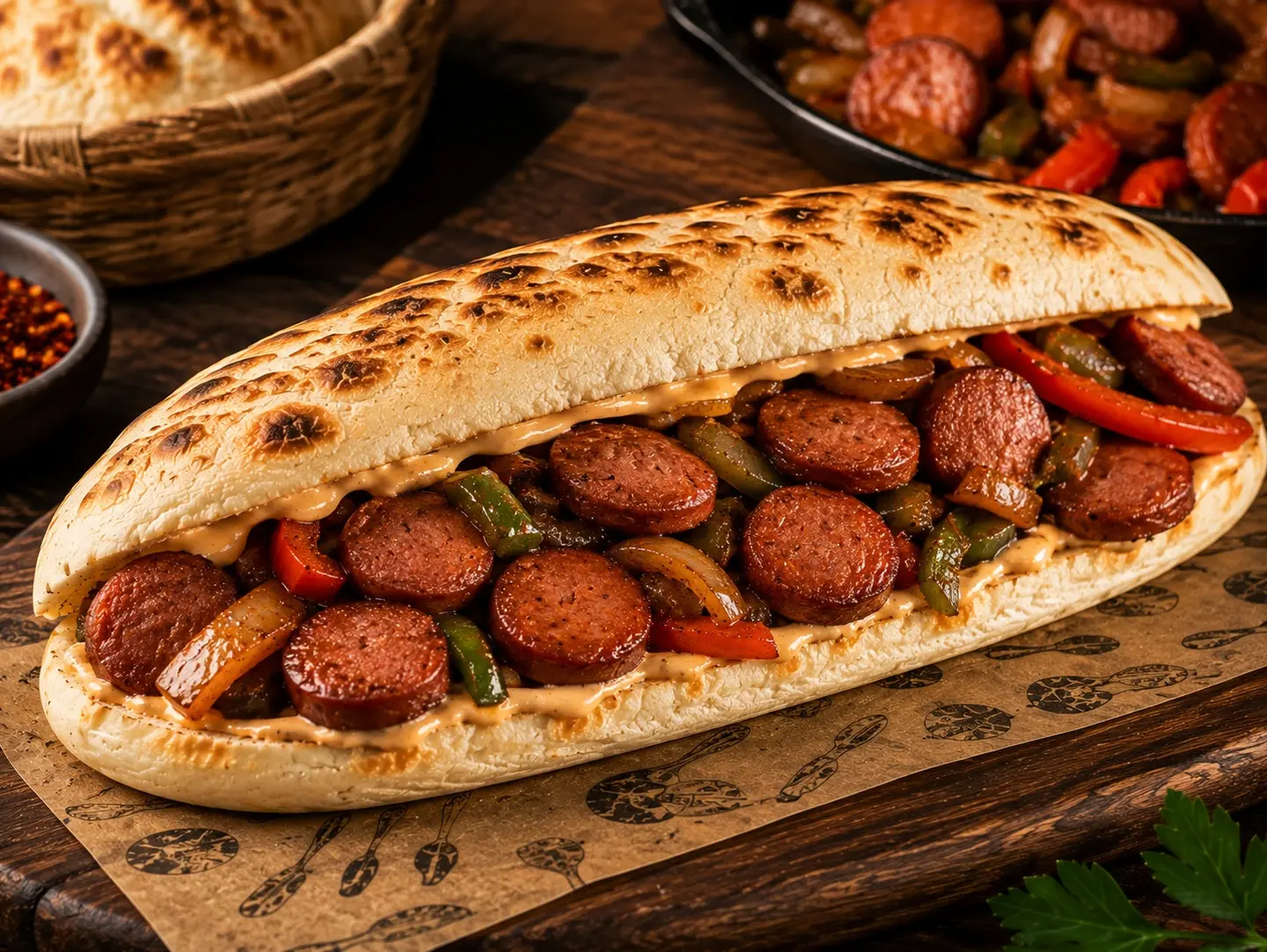 Sausage Chapati With Cheese