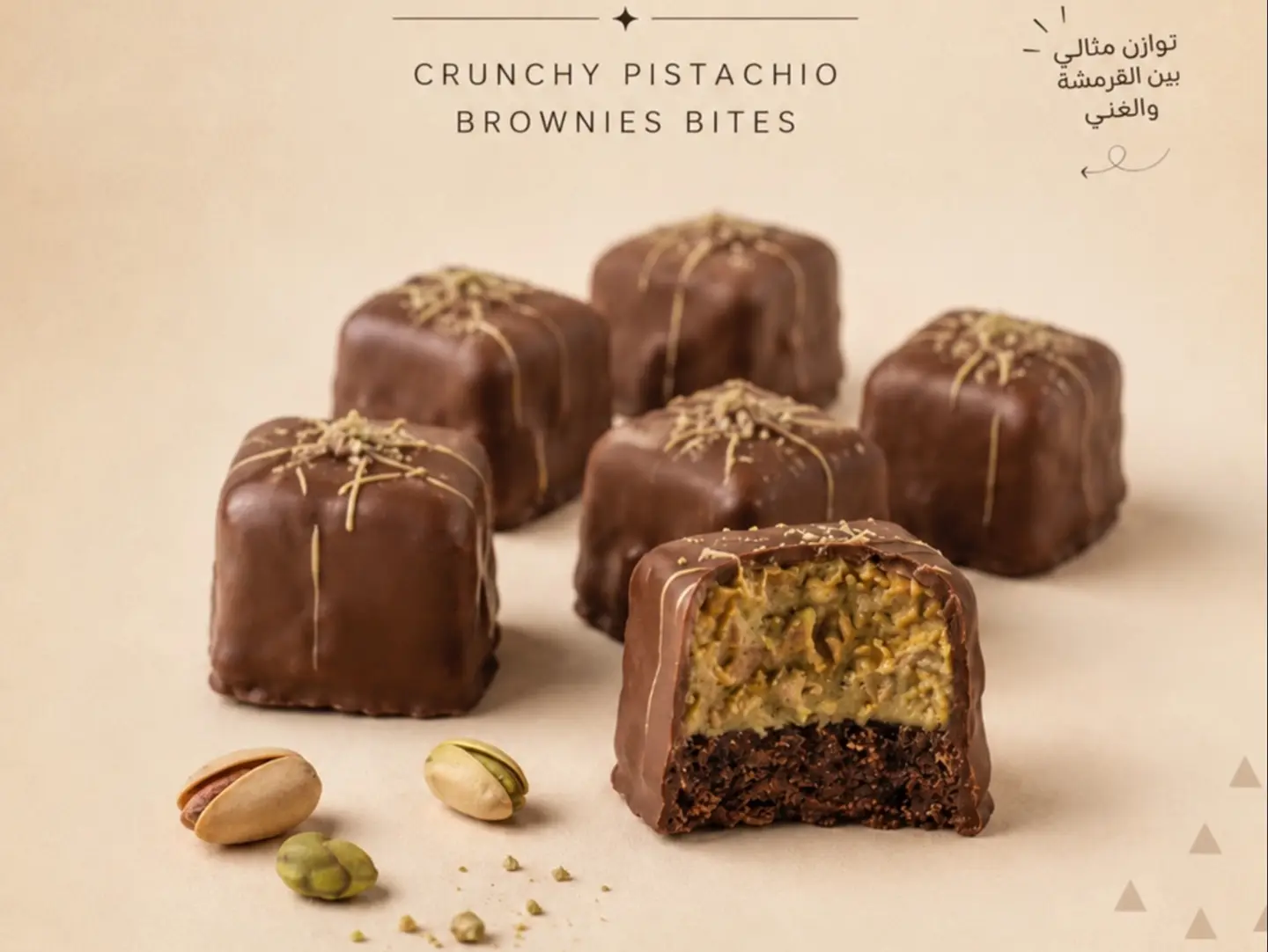 Chocolate Crunchy Pistachio Brownie Bites