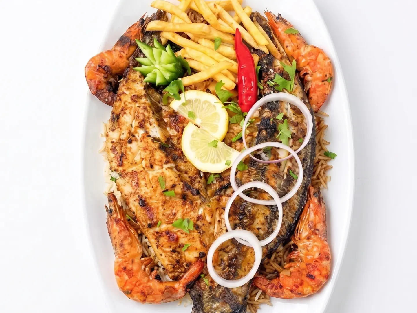 Sea Bass And Shrimp Meal