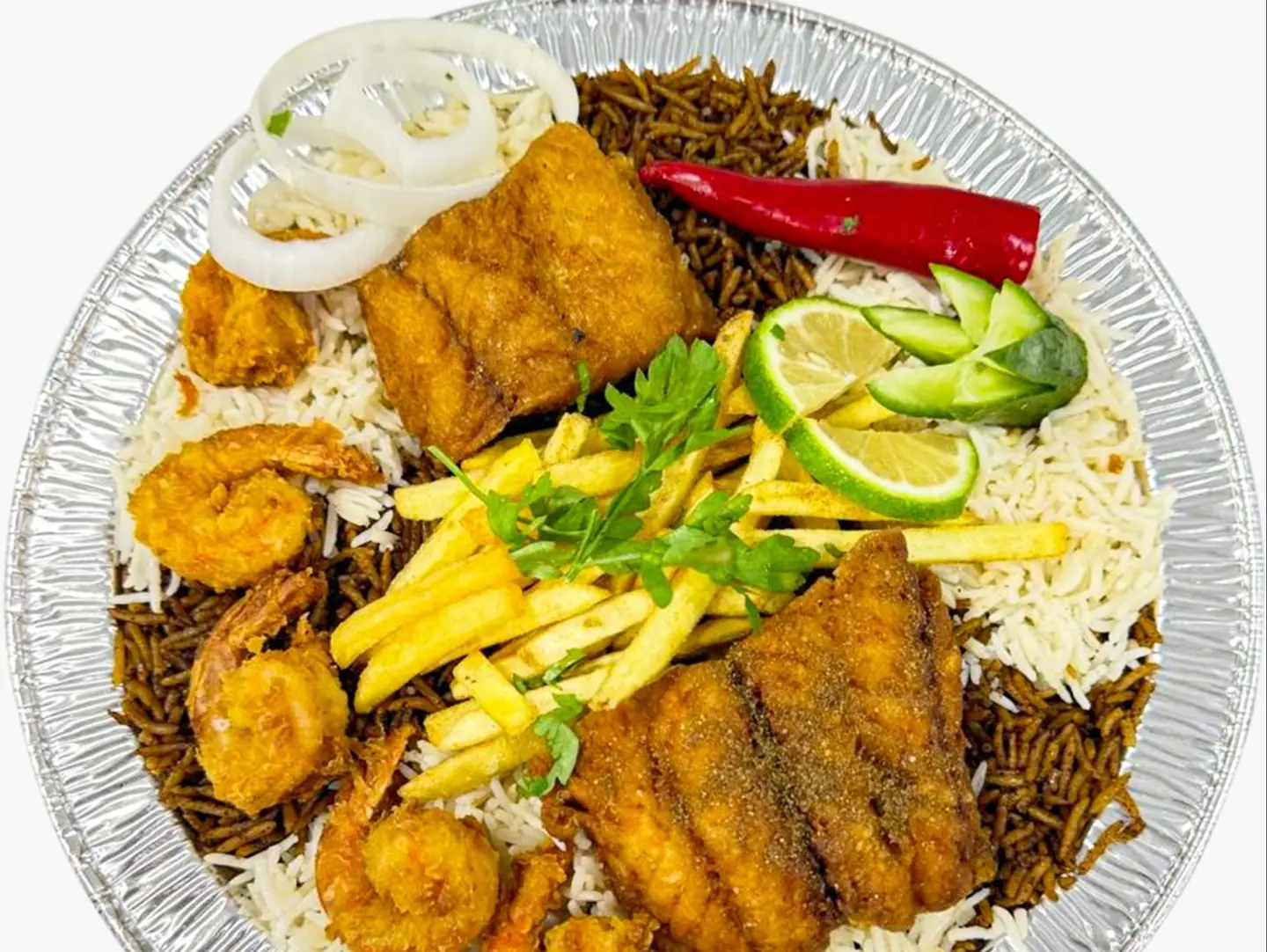 Fried Sea Bass Patties Meal