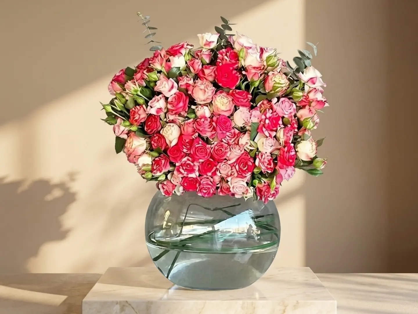 Double Natural Rose Vase, Unique Design