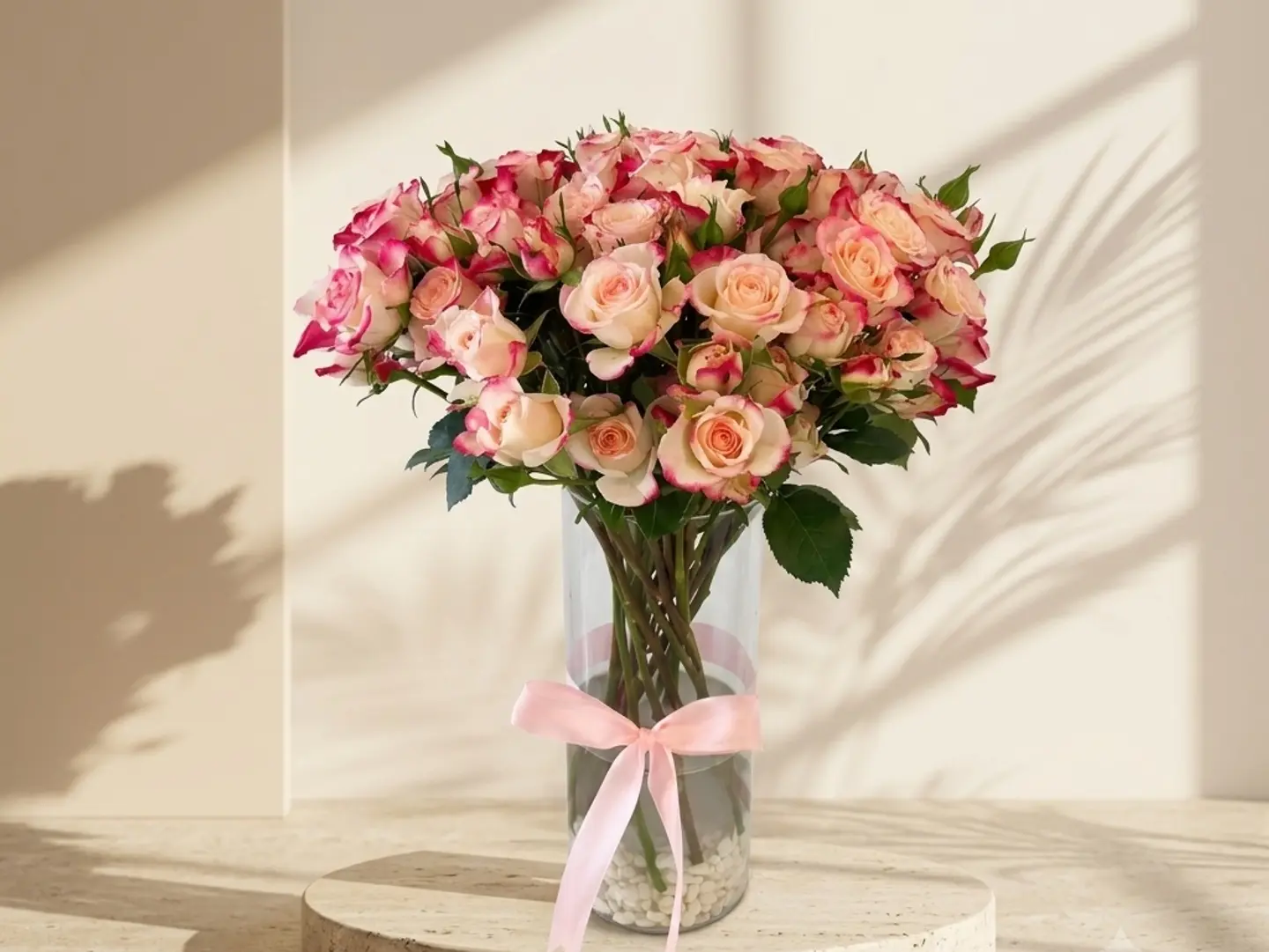 A Vase Of Natural Roses, A Touch Of Creativity