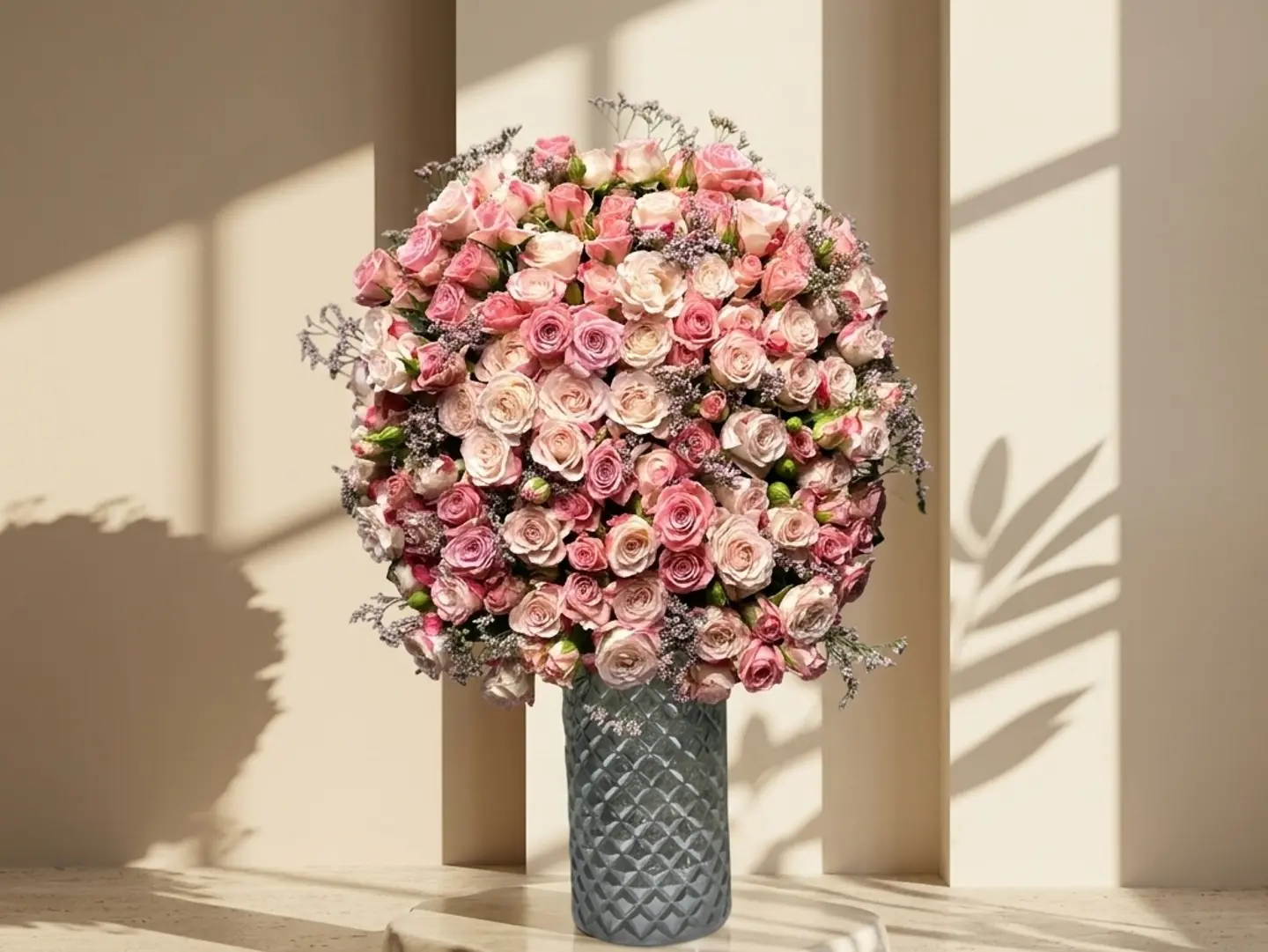 A Vase Of Natural Roses, A Touch Of Elegance And Beauty