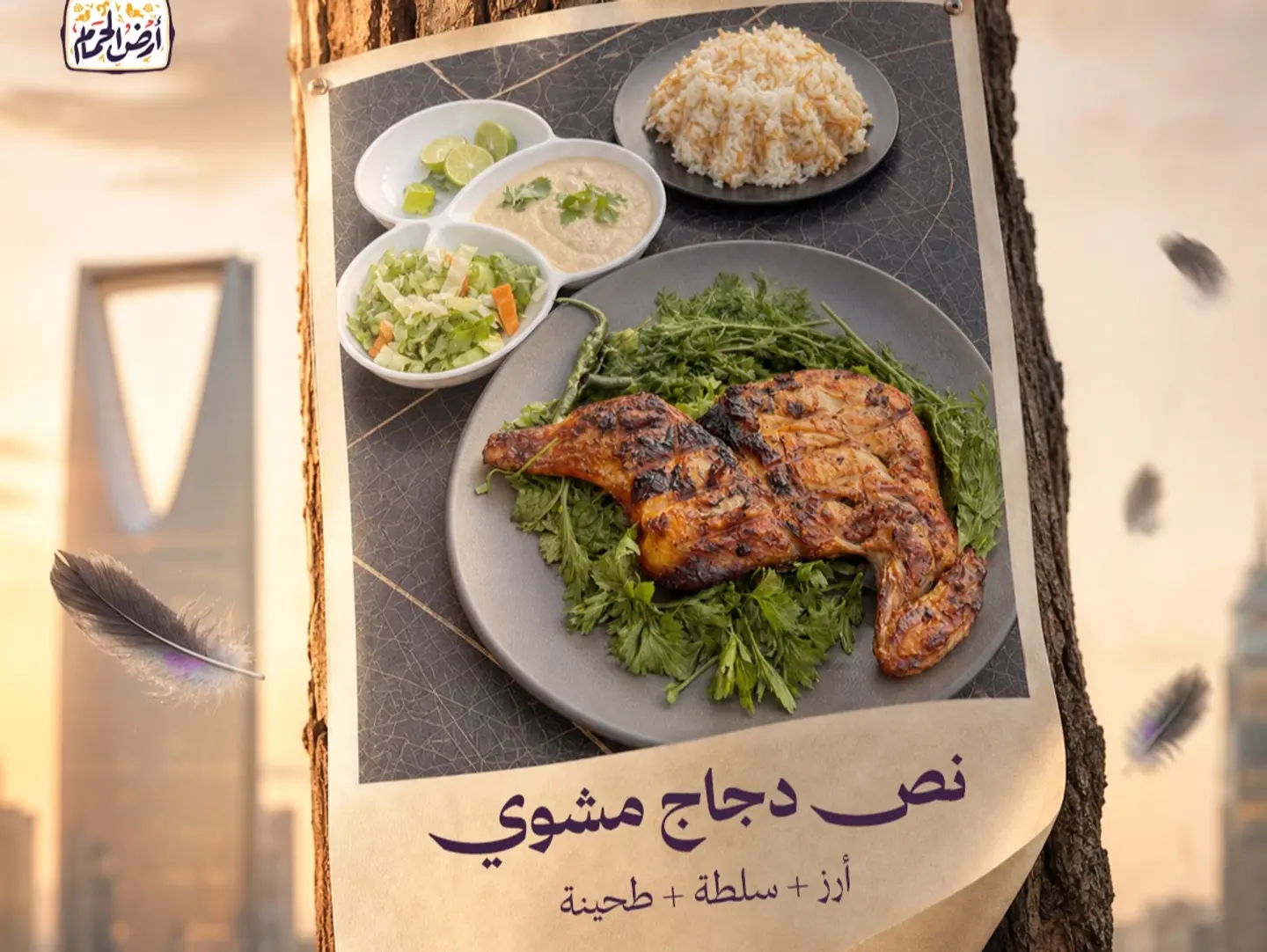 Offer Half Grilled Chicken With Rice, Salad And Flour