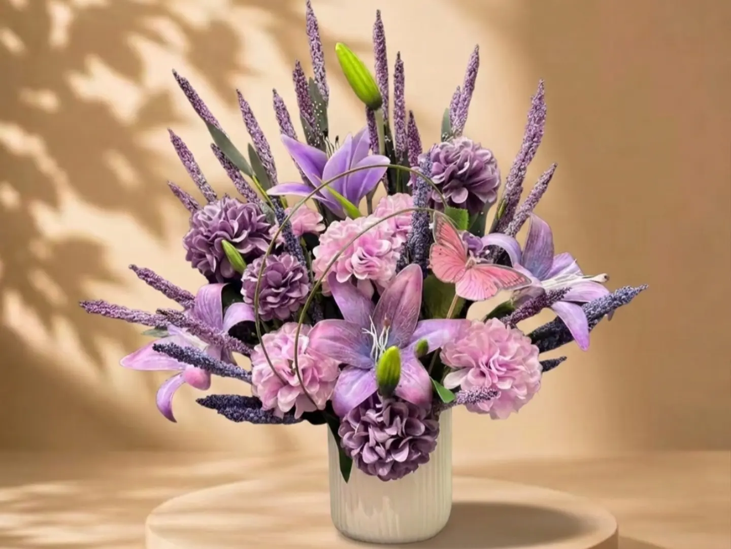 Vase Artificial Flowers Purple