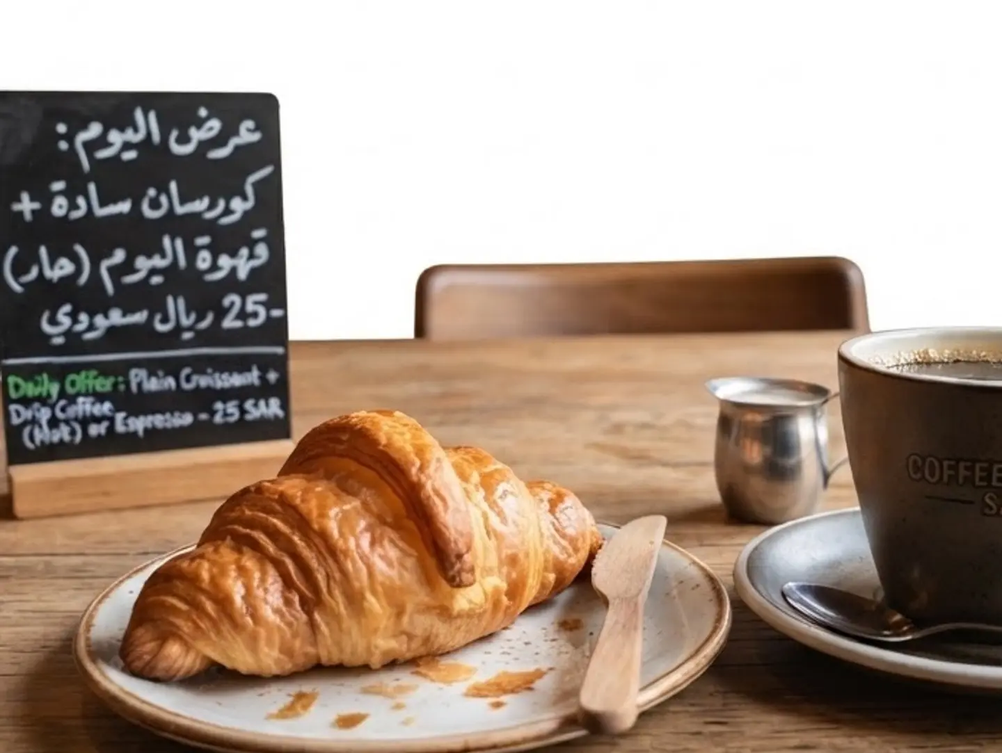 Plain Croissant + Hot Drip Coffe