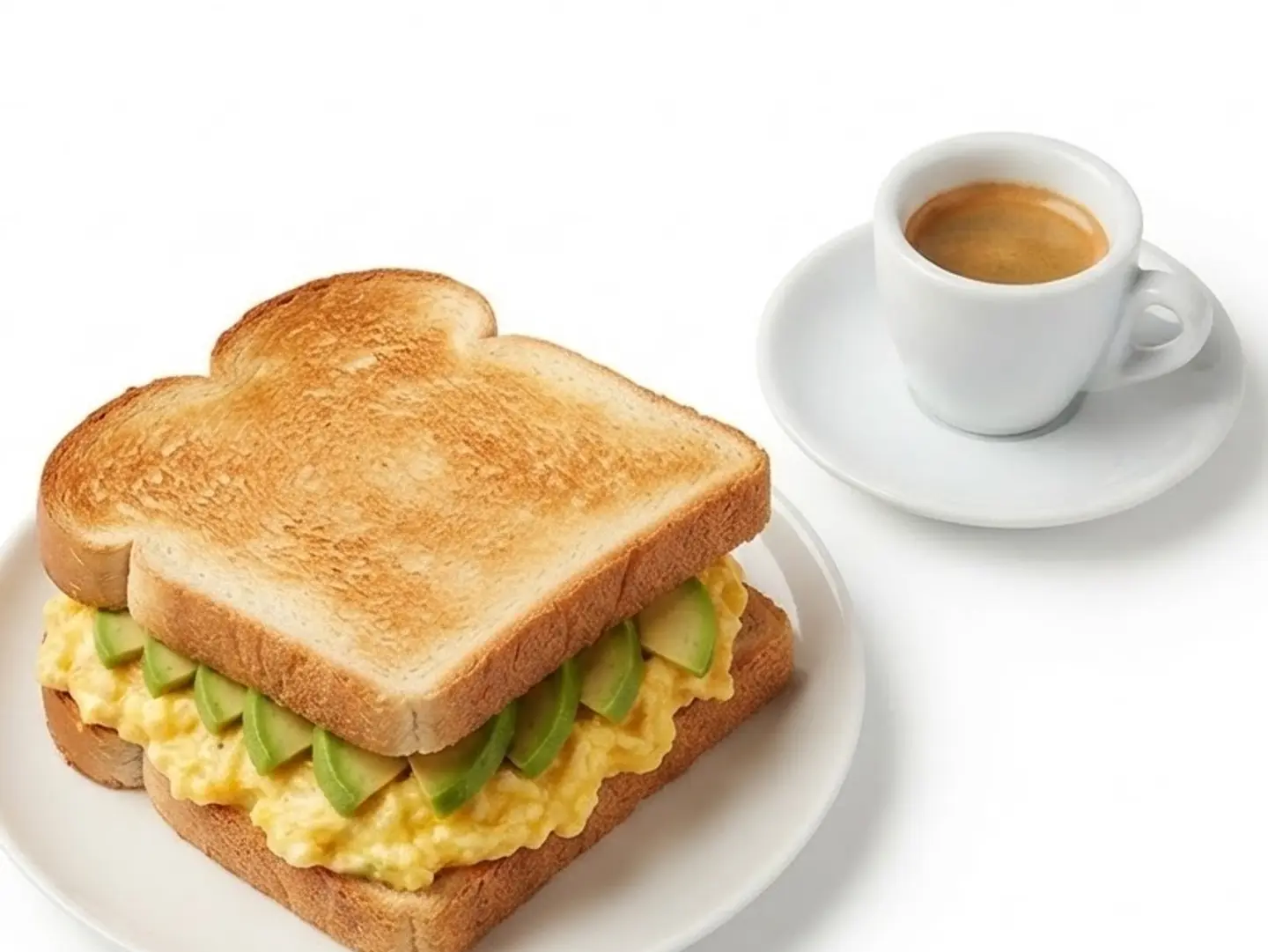 اسبريسو مع ساندوتش البيض والأفوكادو