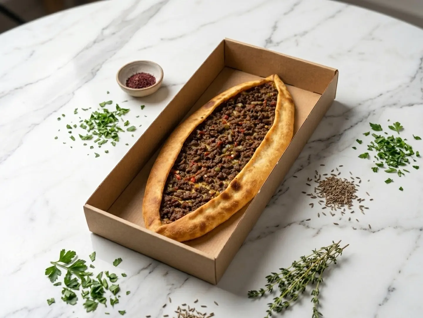Manakish With Meat And Vegetables
