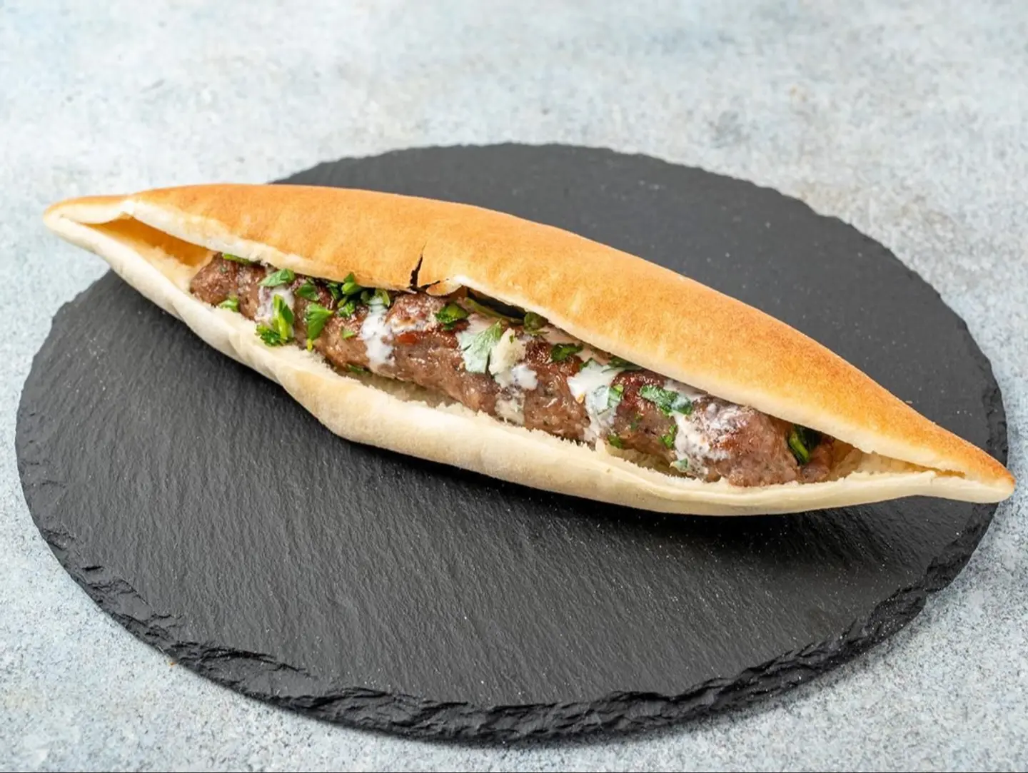 Beef Kebab Iraqi Bread Sandwich