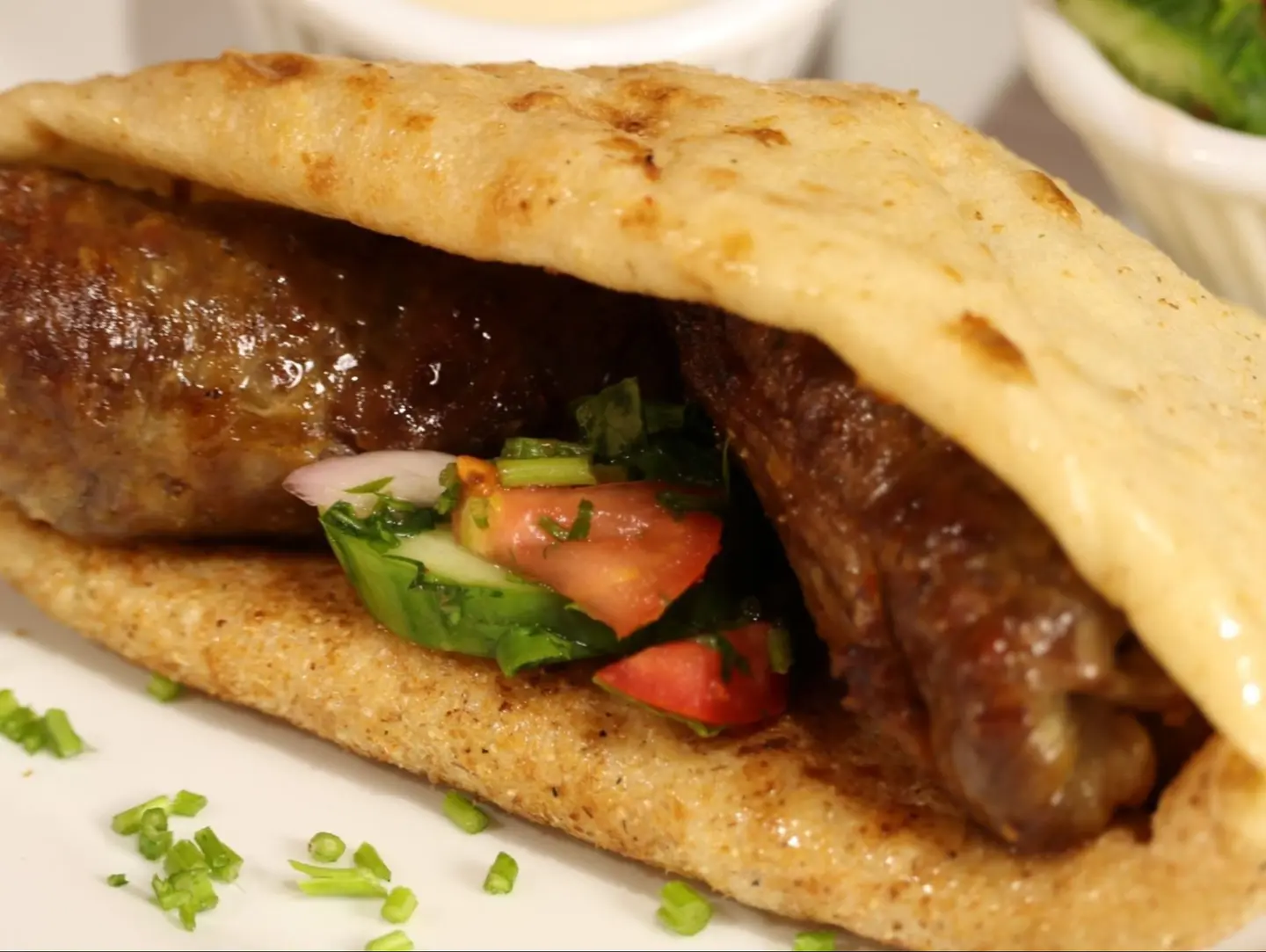 Charcoal Grilled Liver Iraqi Bread Sandwich