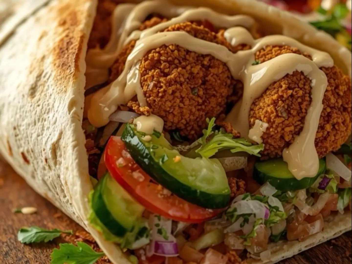 Falafel, Hummus, And Egg Sandwich