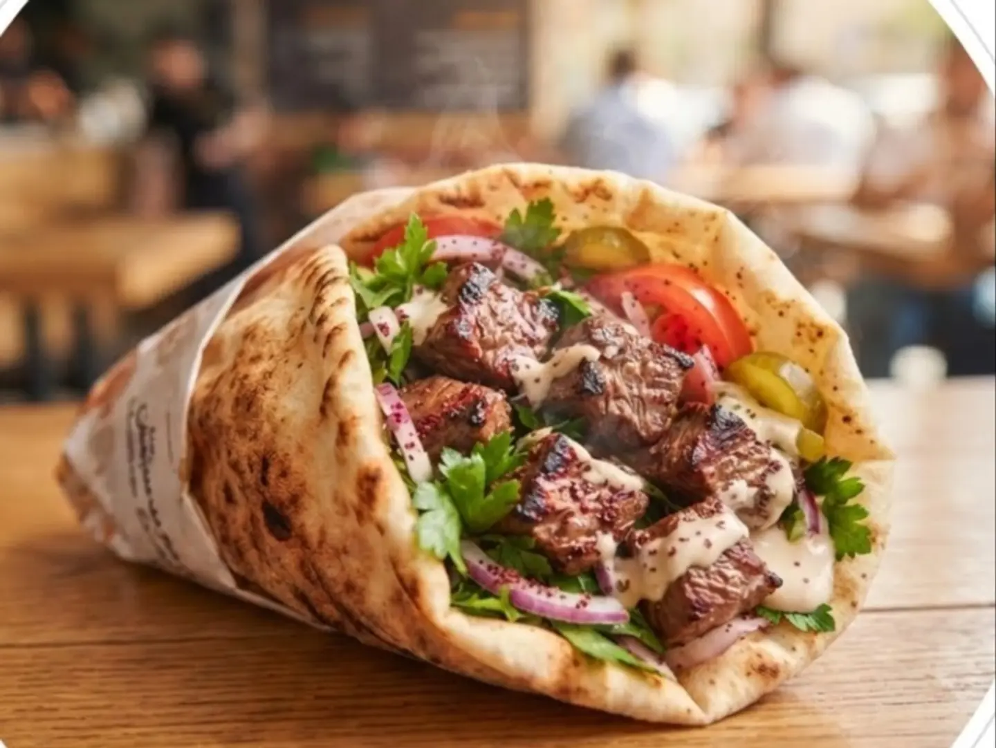 Meat Skewer Sandwich - Large Pieces Of Meat