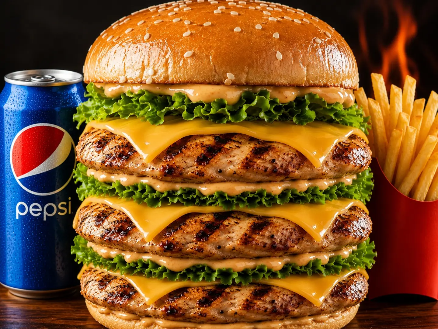 Triple Burger Grilled Chicken With Cheese Meal
