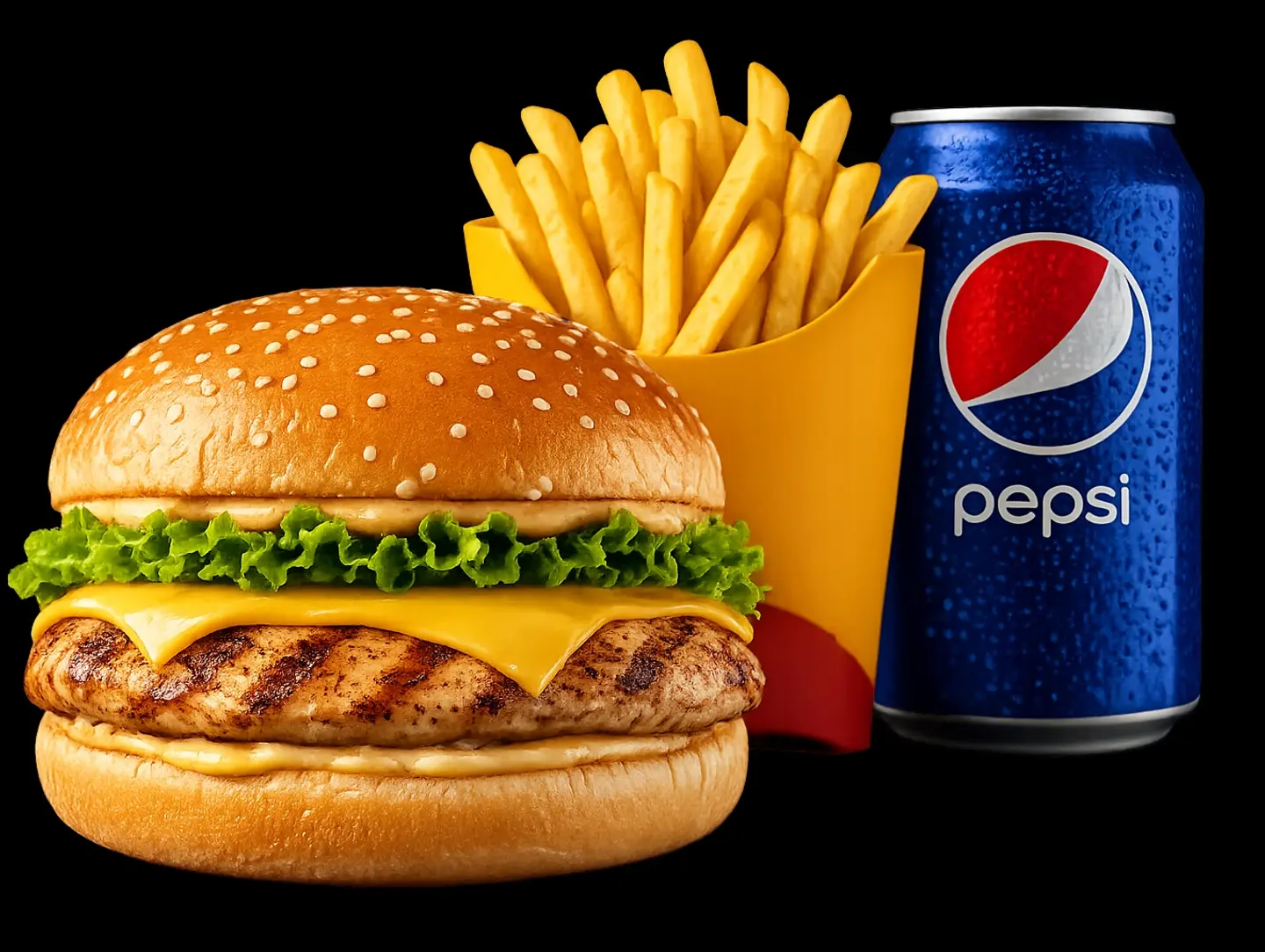 Grilled Chicken Burger With Chees Meal
