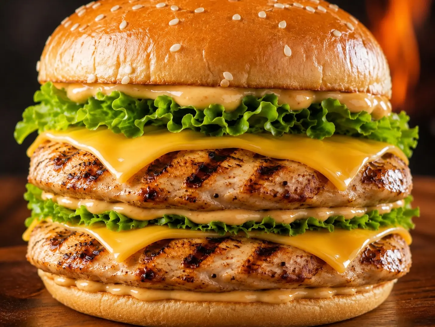 Double Grilled Chicken Burger With Cheese