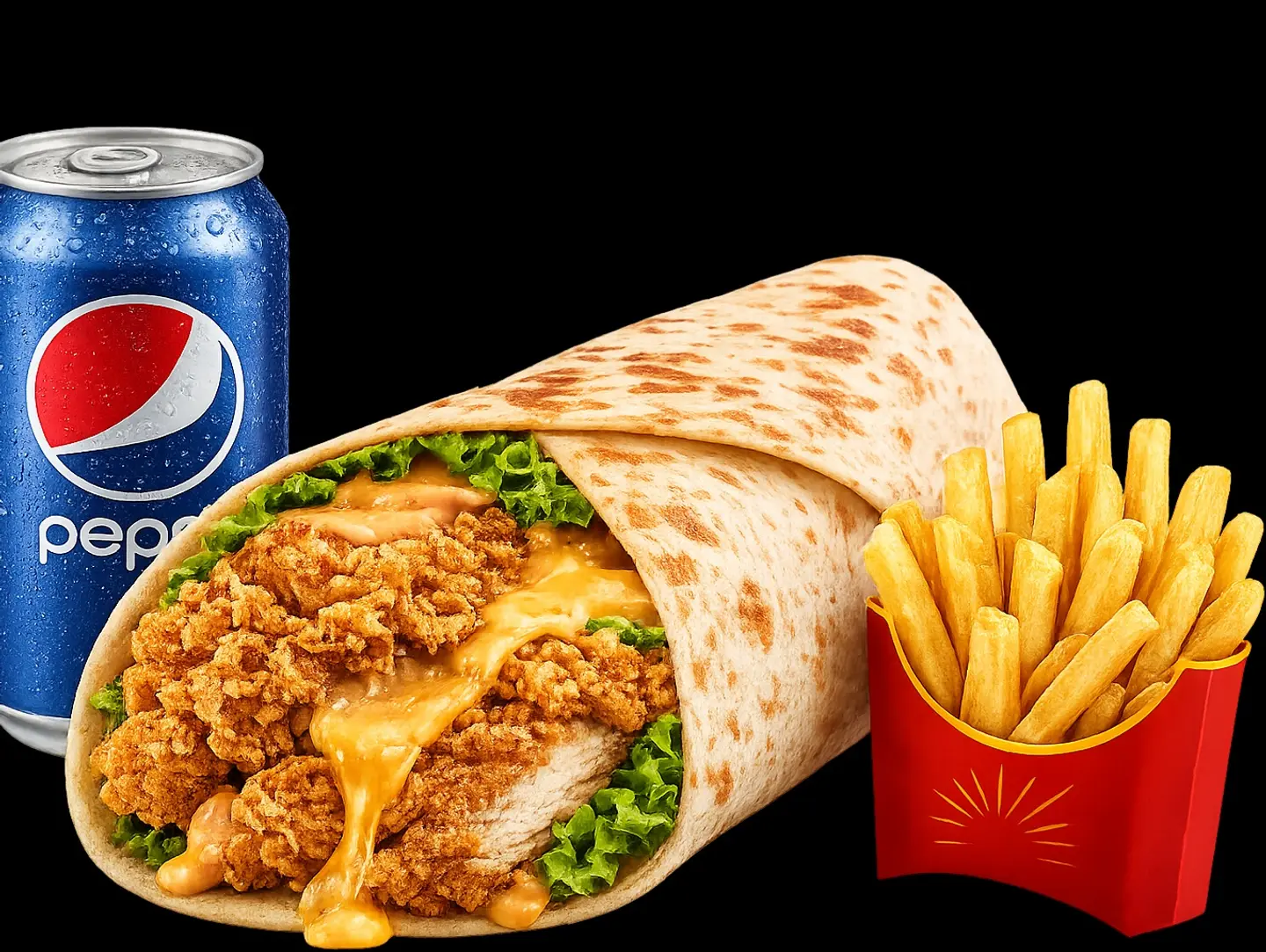 Chicken And Cheese Zinger Roll Meal