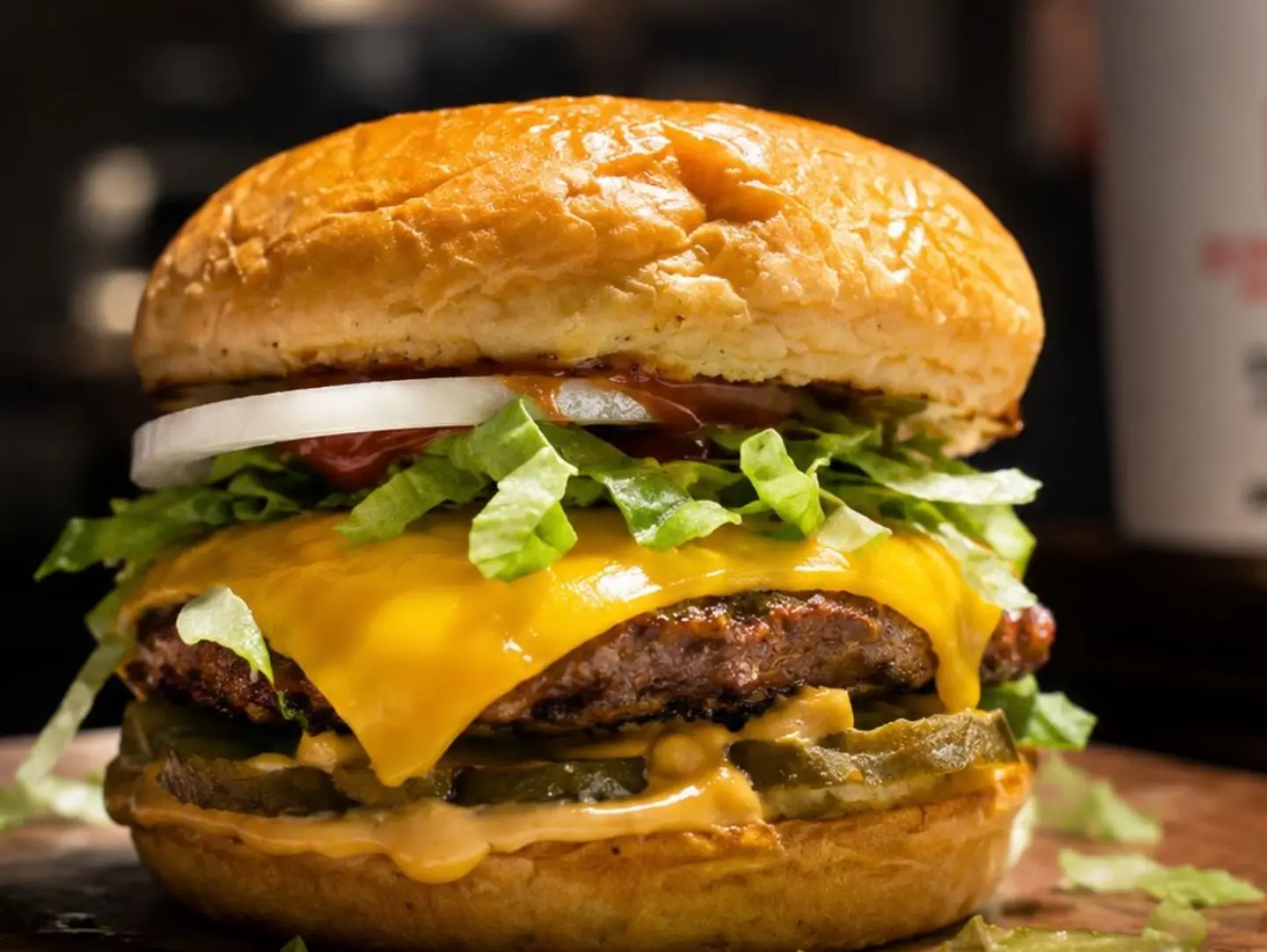 Fresh Beef Burger Meal With Fries And A Sprite.