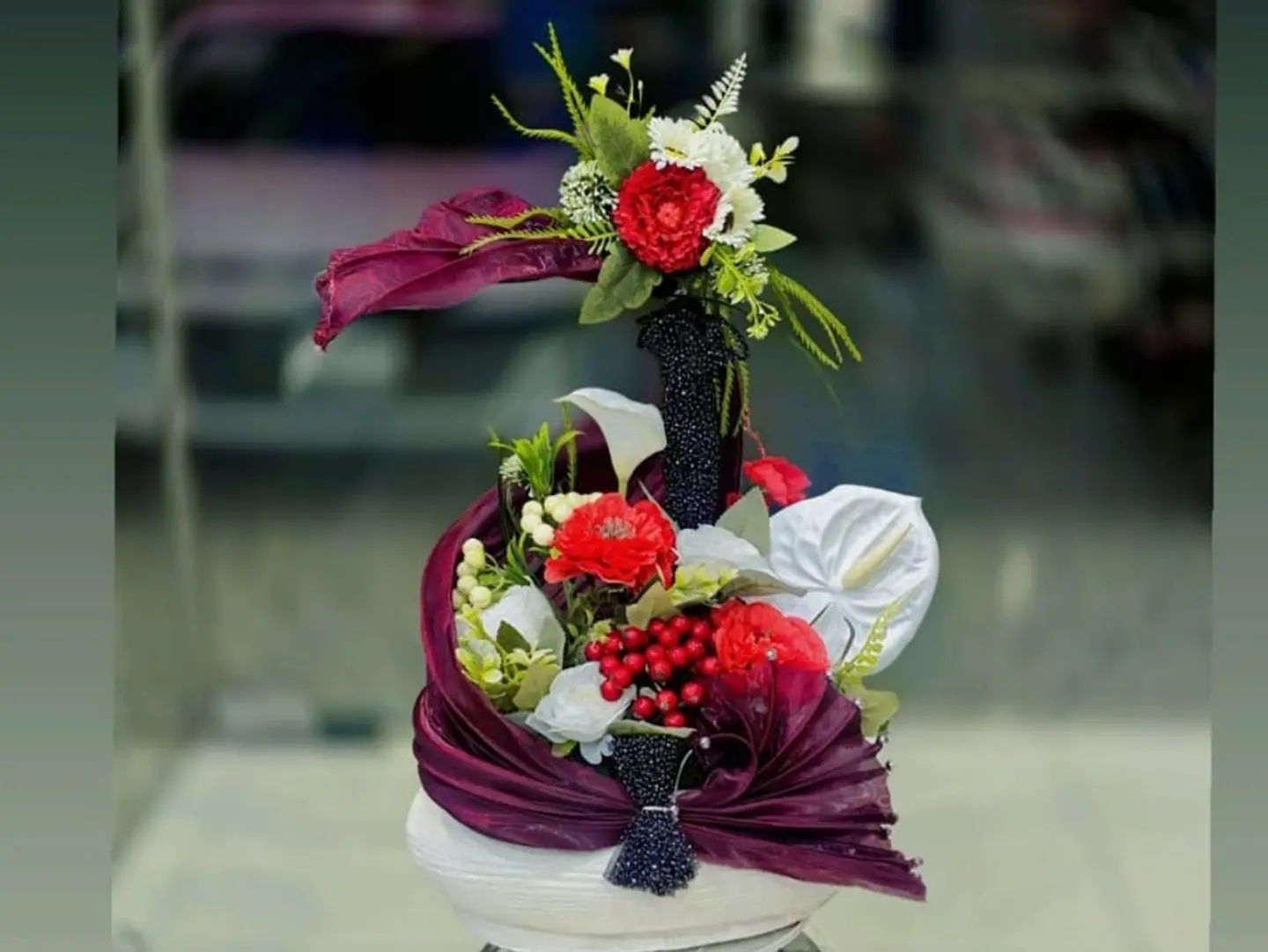 Artificial Flower Arrangement Vase,,Bb