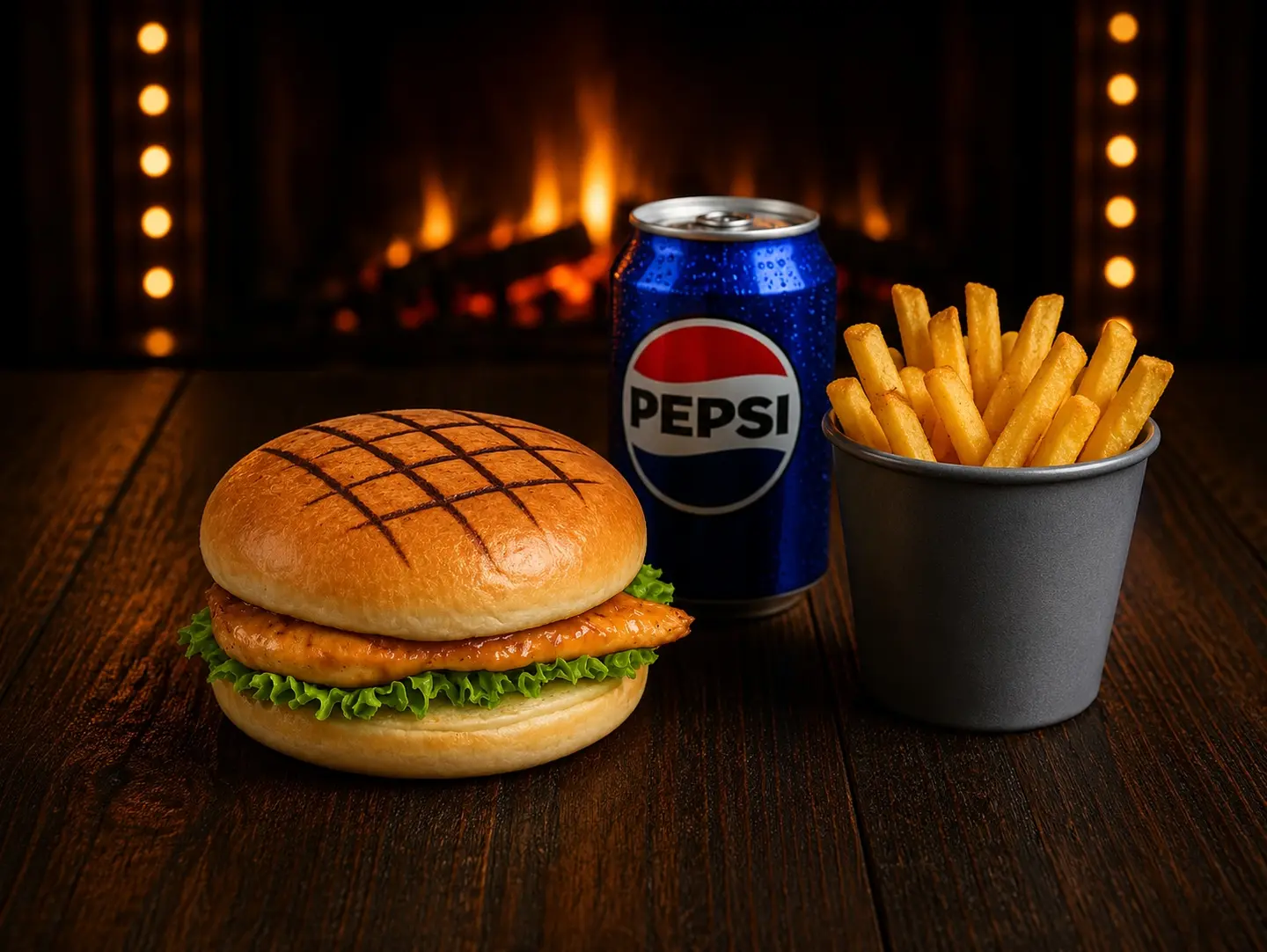 Piri Piri Chicken Burger With 1 Side & 1 Can Drink