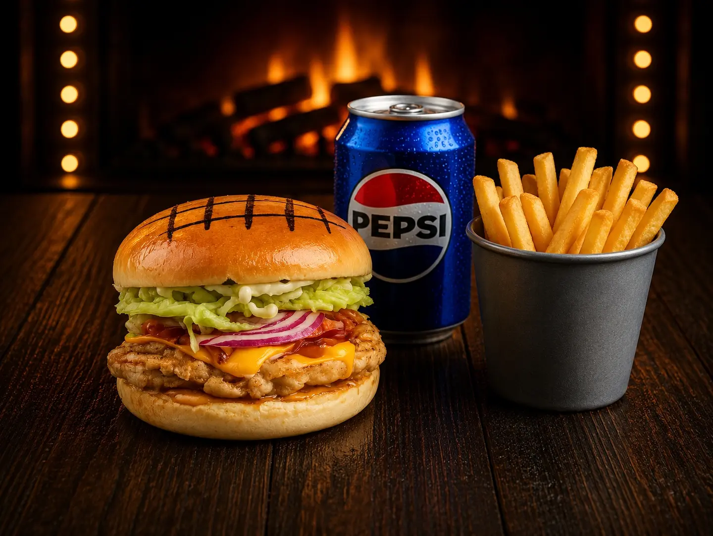 Chicken Smash Burger With 1 Side & 1 Can Drink