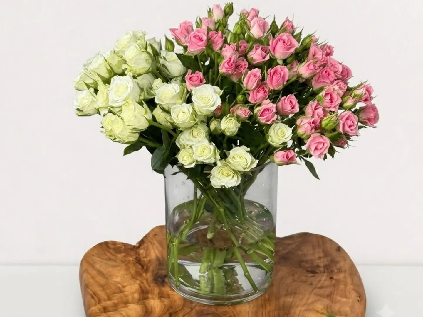 Pink & White Spray Roses Vase
