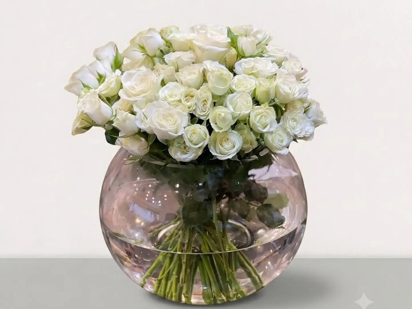 White Roses Glass Vase