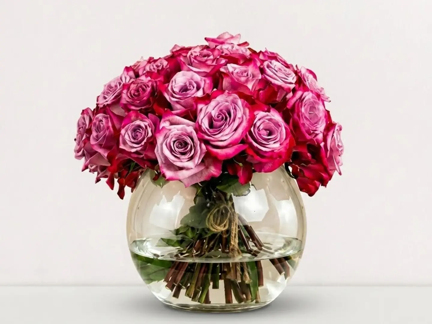Fuchsia Roses Dome Vase