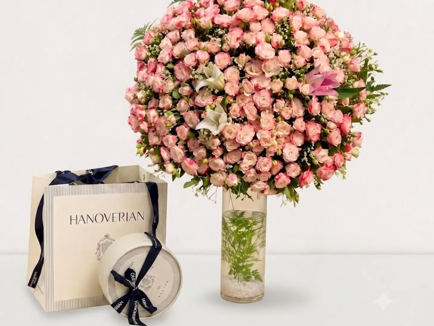 Grand Pink Spray Vase With Chocolate