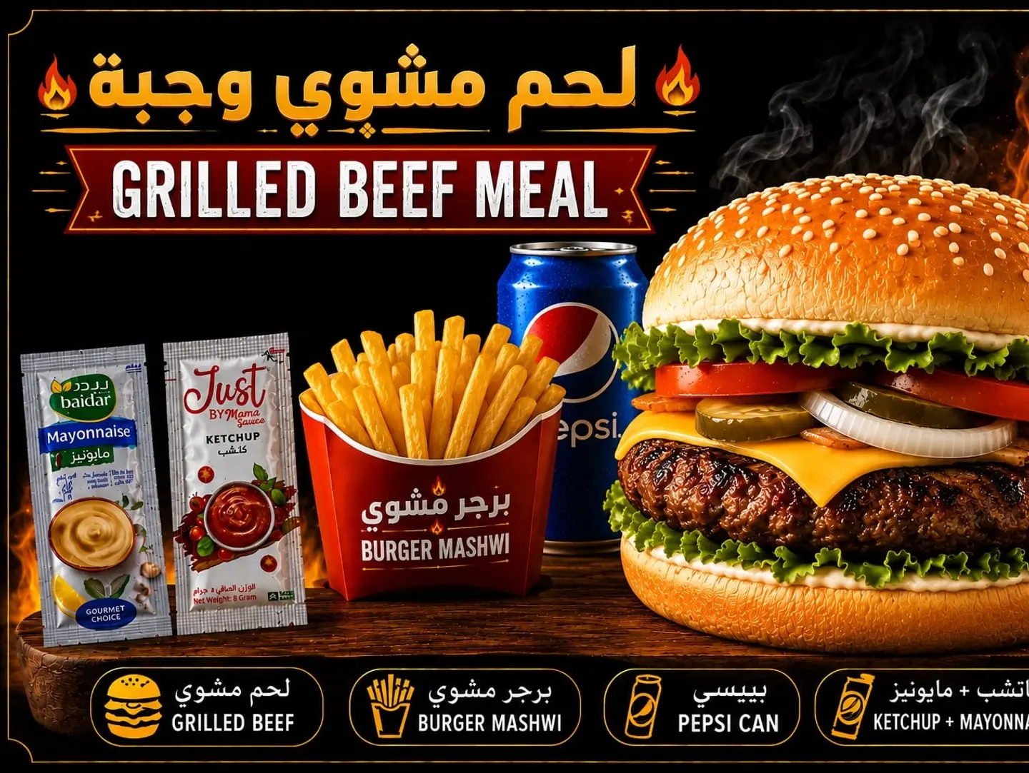 Grilled Beef Burger Meals