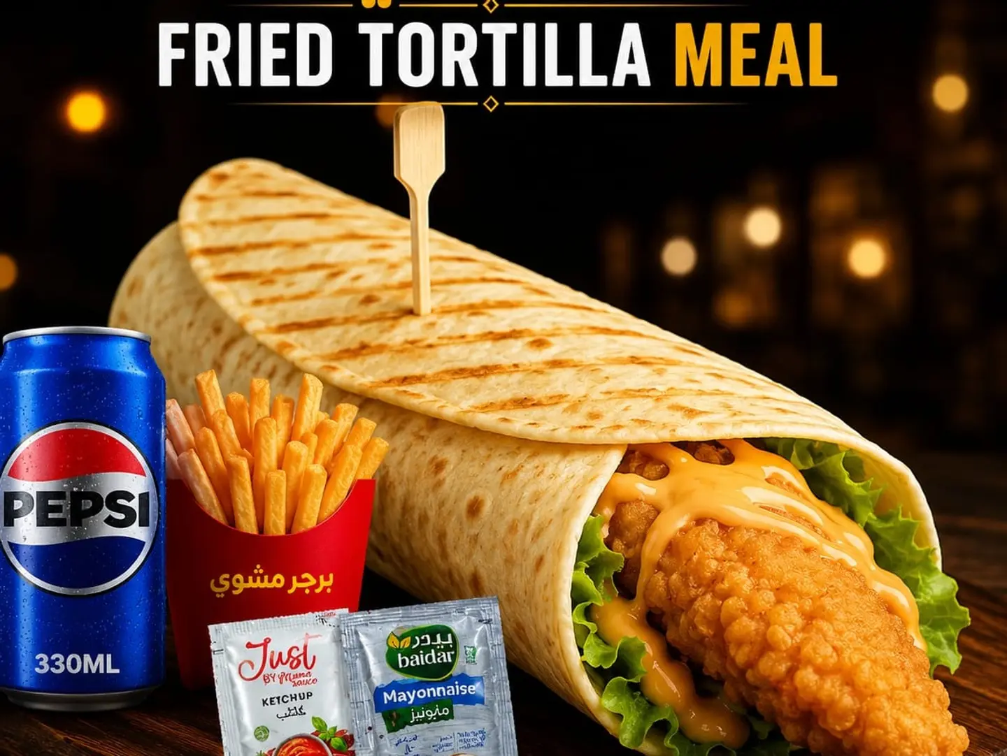 Fried Tortilla Sandwich With Cheese Meal