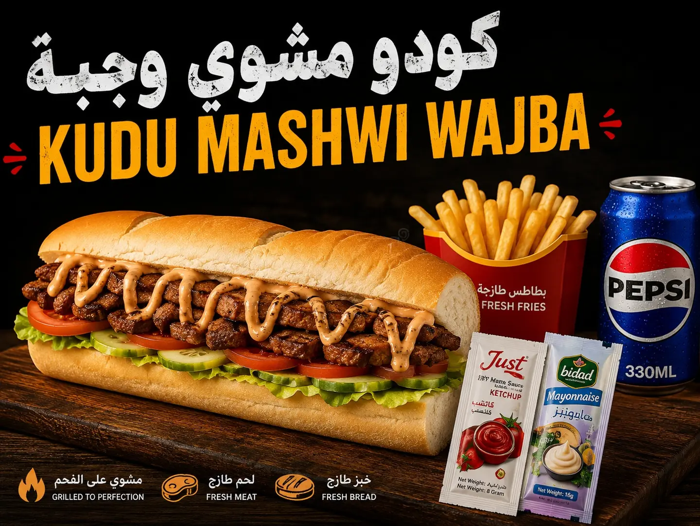 Grilled Kudu Mashwi With Cheese Meals