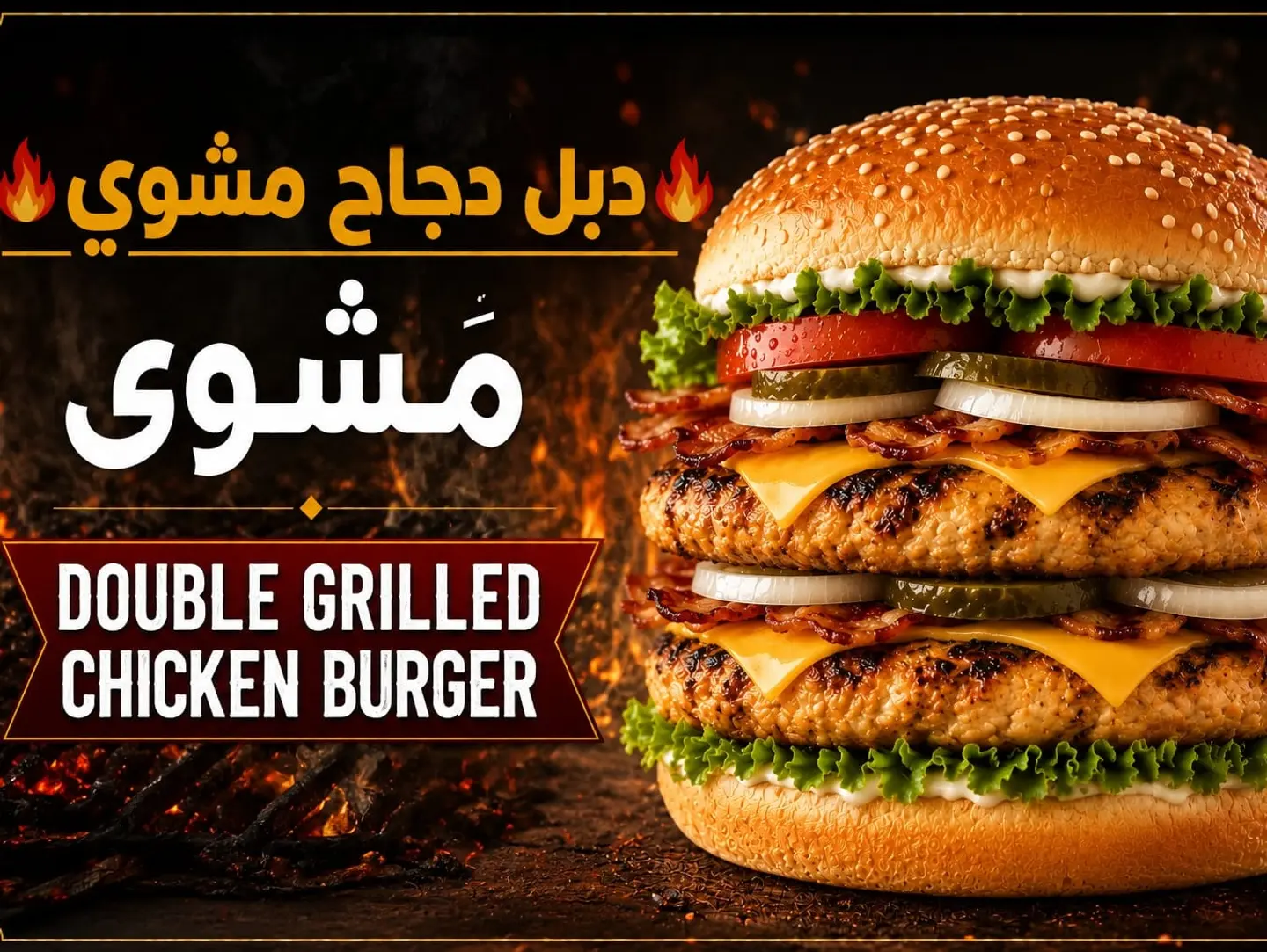 Double Grilled Chicken Burger With Cheese