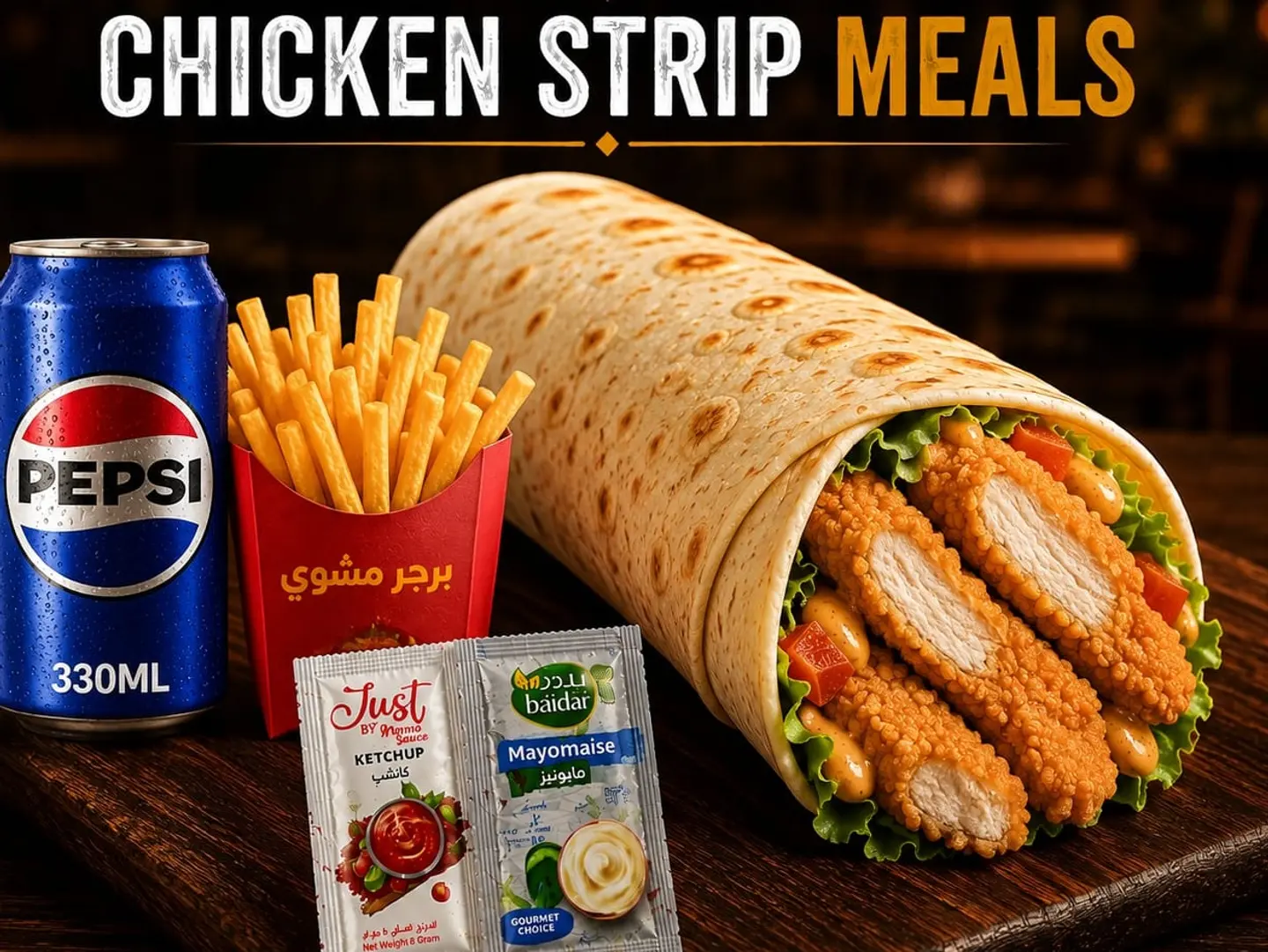 Chicken Stripes Roll With Cheese Meal