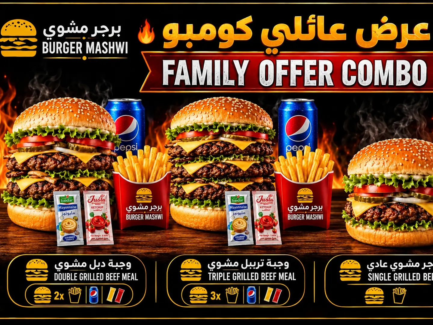 Family Burger Combo Beef