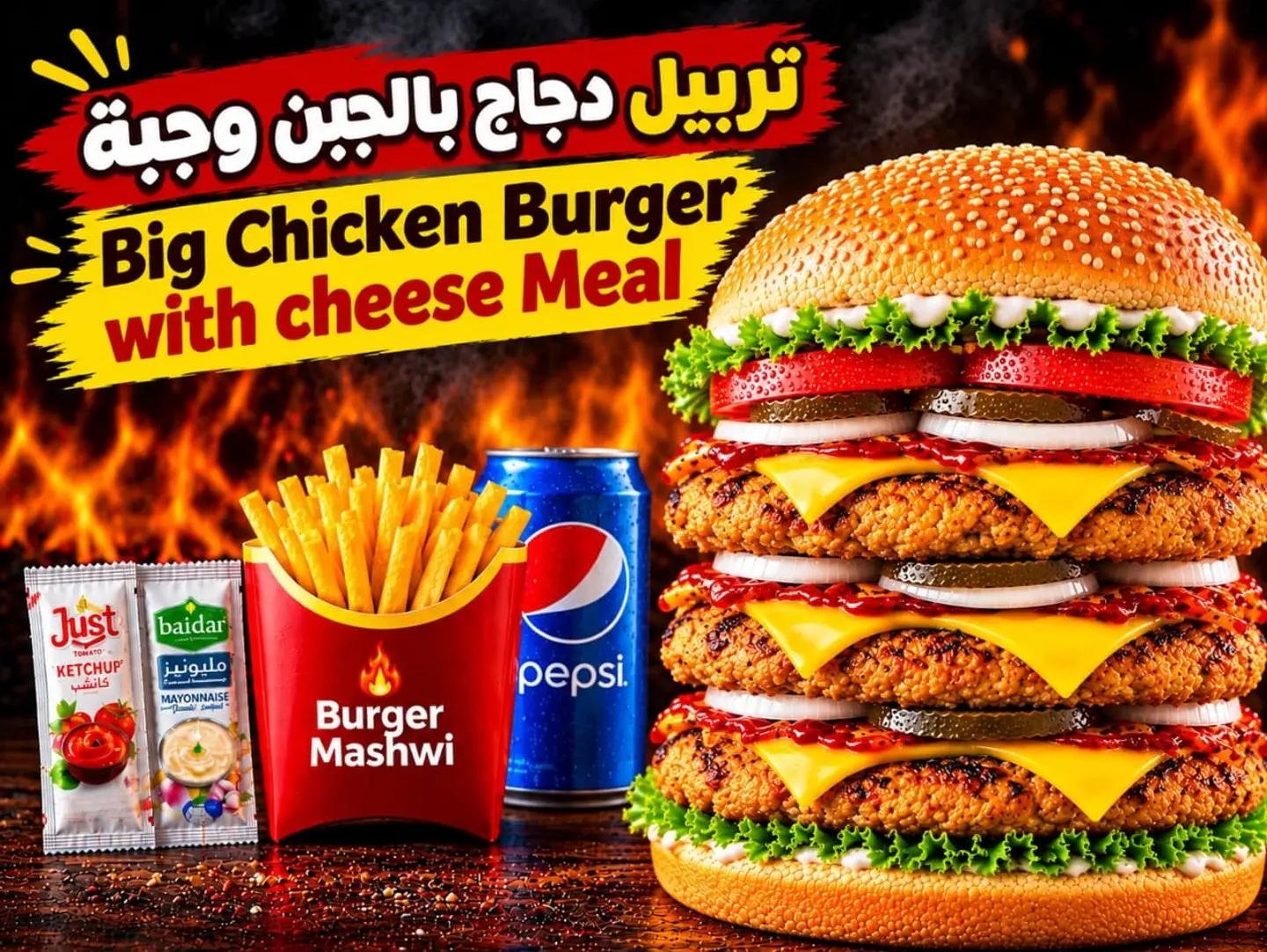 Big Chicken Burger With Cheese Meal