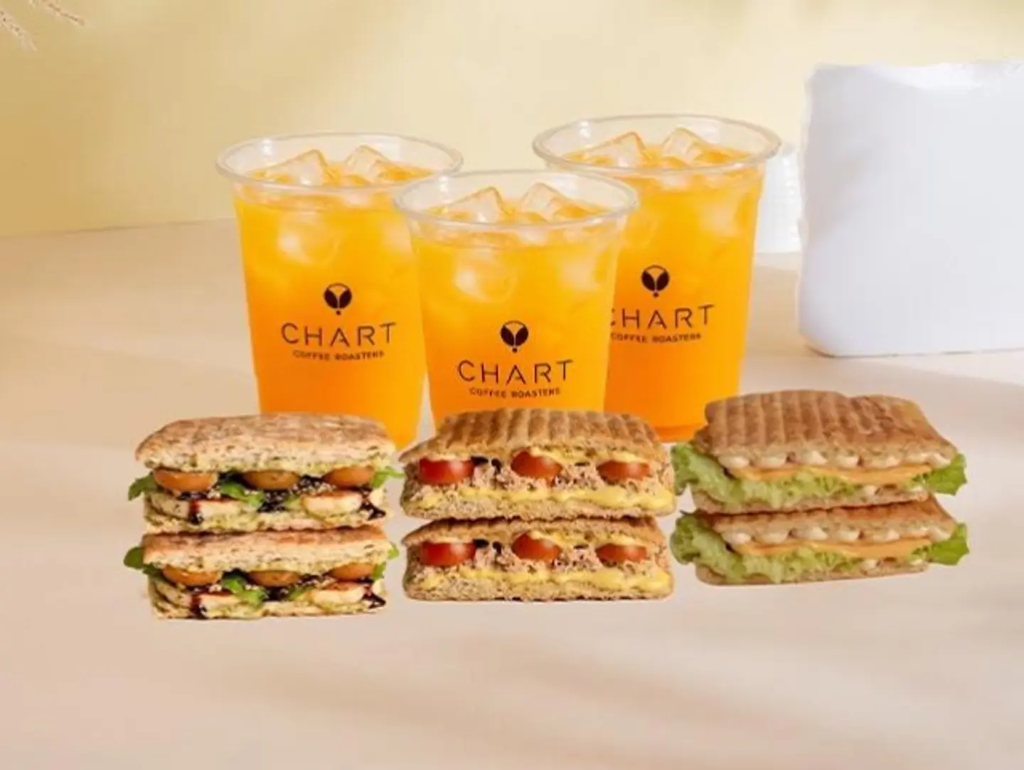 3 Sandwich With 3 Orange Juice Or Coffee Day