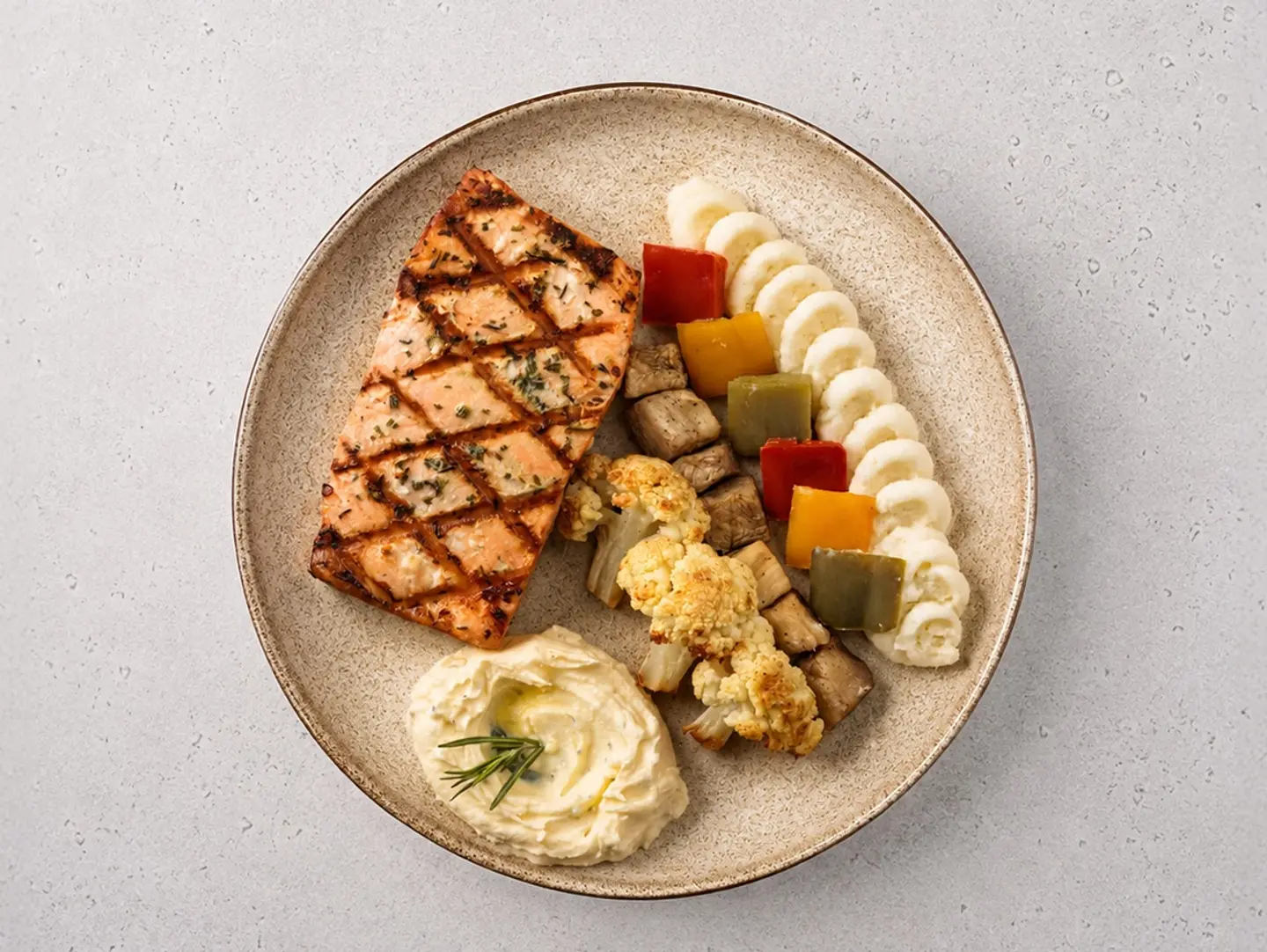 Lemon Herb Salmon With Potato Mash And Veggies