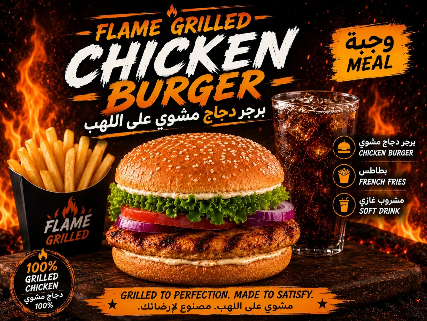 Chicken Grill Burger Meal