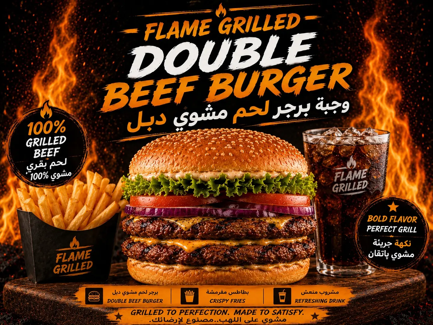 Double Beef Grill Burger Meal