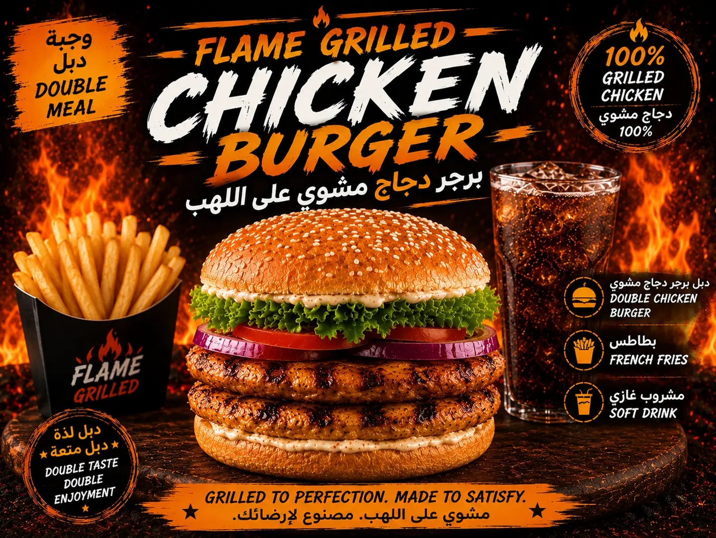 Double Chicken Grill Burger Meal