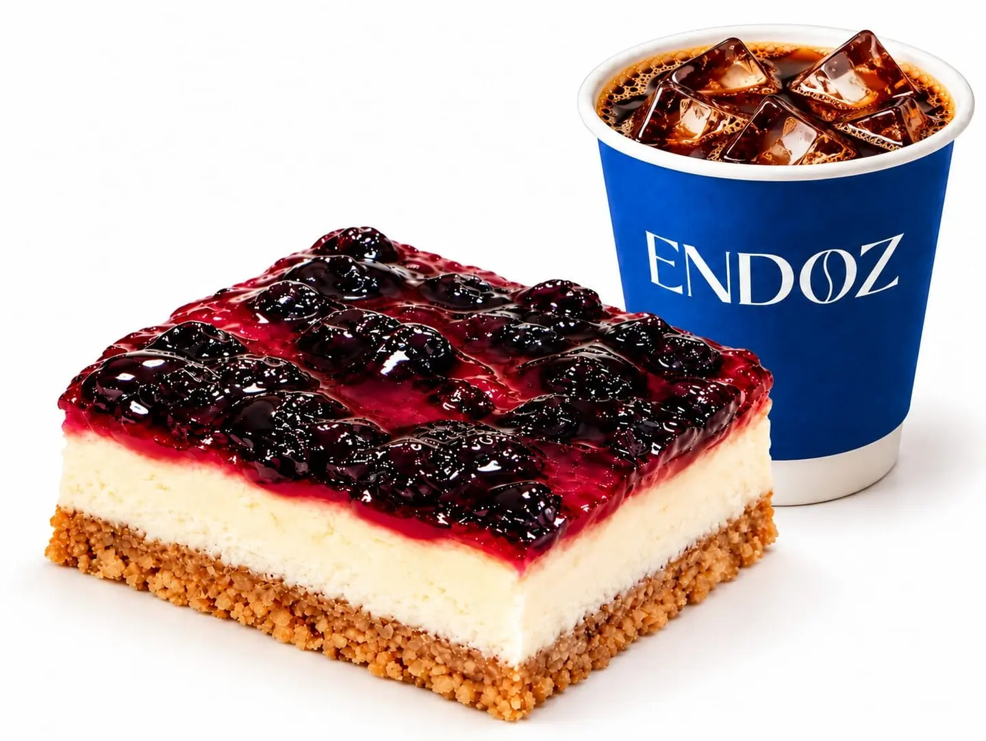 Medium Lced Today Coffee And Blueberry Cheesecake